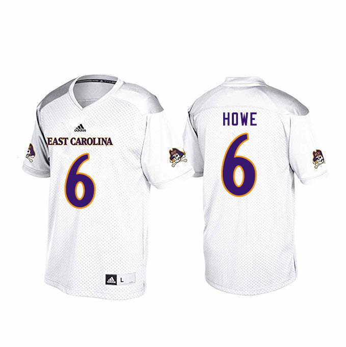 Men #6 Hussein Howe ECU Pirates College Football Jerseys Sale-White - Click Image to Close
